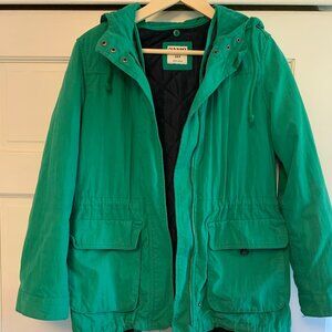 Bright green windbreaker/rain jacket with removable liner